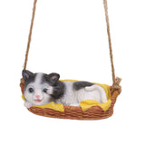 Cat Figurine Resin Kitten Statue Hanging Ornament Home Decoration for Outdoor Garden Black White Cat