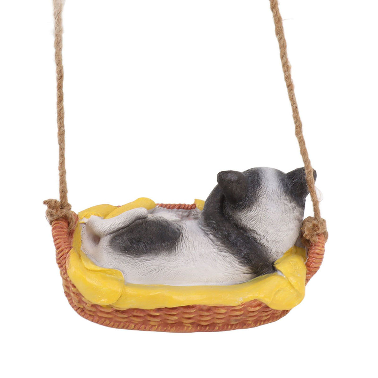 Cat Figurine Resin Kitten Statue Hanging Ornament Home Decoration for Outdoor Garden Black White Cat