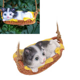 Cat Figurine Resin Kitten Statue Hanging Ornament Home Decoration for Outdoor Garden Black White Cat - Extra Image