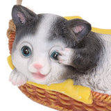 Cat Figurine Resin Kitten Statue Hanging Ornament Home Decoration for Outdoor Garden Black White Cat - Extra Image