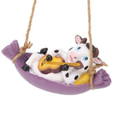 Cow Playing Guitar Garden Statue Vivid Cute Hanging Resin Cattle Sculpture Art Decoration for Lawn Patio Courtyard Dairy Cow - Side View