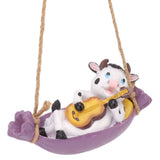 Cow Playing Guitar Garden Statue Vivid Cute Hanging Resin Cattle Sculpture Art Decoration for Lawn Patio Courtyard Dairy Cow - Rear View