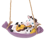 Cow Playing Guitar Garden Statue Vivid Cute Hanging Resin Cattle Sculpture Art Decoration for Lawn Patio Courtyard Dairy Cow - Low Angle