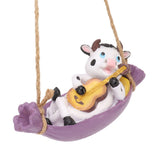 Cow Playing Guitar Garden Statue Vivid Cute Hanging Resin Cattle Sculpture Art Decoration for Lawn Patio Courtyard Dairy Cow - Extra Image