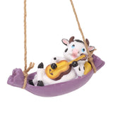 Cow Playing Guitar Garden Statue Vivid Cute Hanging Resin Cattle Sculpture Art Decoration for Lawn Patio Courtyard Dairy Cow - Extra Image