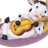 Cow Playing Guitar Garden Statue Vivid Cute Hanging Resin Cattle Sculpture Art Decoration for Lawn Patio Courtyard Dairy Cow - Extra Image
