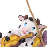 Cow Playing Guitar Garden Statue Vivid Cute Hanging Resin Cattle Sculpture Art Decoration for Lawn Patio Courtyard Dairy Cow - Extra Image