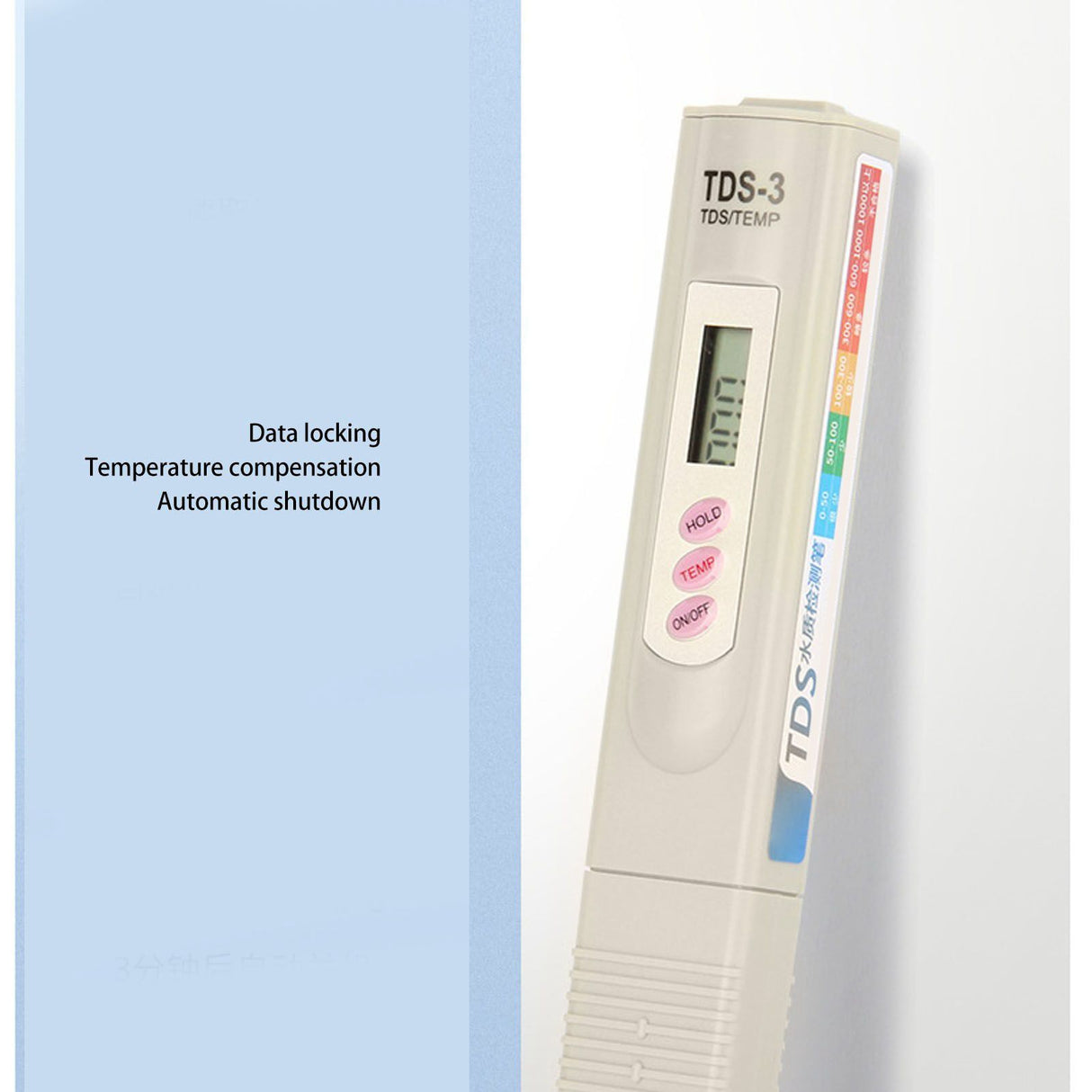 Portable Gray Water Quality Tester Meter 3 Button Digital Display Water Quality TDS Test Pen for Aquarium