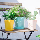 6PCS Planter Plastic Plant Pot Flower Container with Thickened Tray for Indoor Outdoor Garden