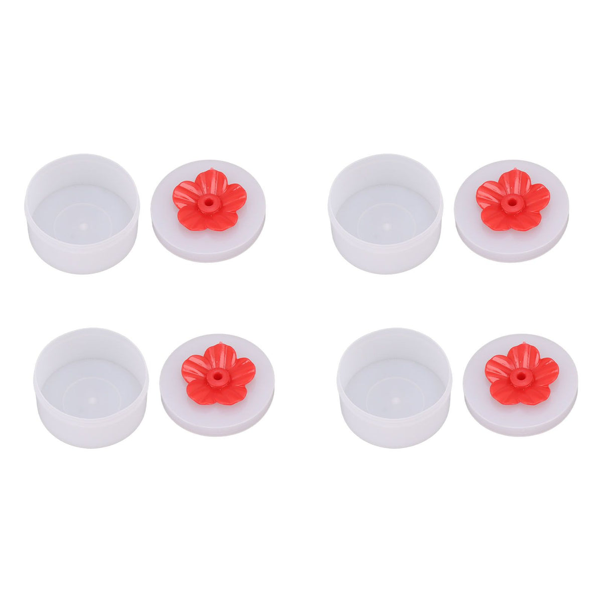 4pcs Hummingbird Feeder Flower Shaped Handheld Bird Feeder Wild Bird Feeding Tool for Outdoor Garden Yard Red