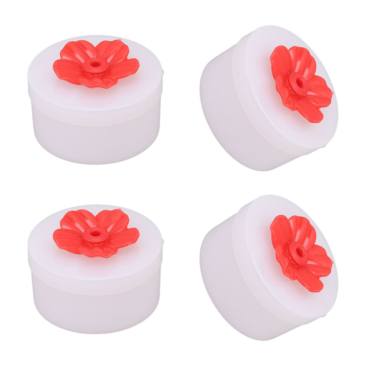 4pcs Hummingbird Feeder Flower Shaped Handheld Bird Feeder Wild Bird Feeding Tool for Outdoor Garden Yard Red