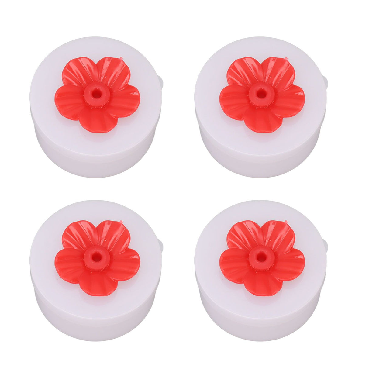 4pcs Hummingbird Feeder Flower Shaped Handheld Bird Feeder Wild Bird Feeding Tool for Outdoor Garden Yard Red
