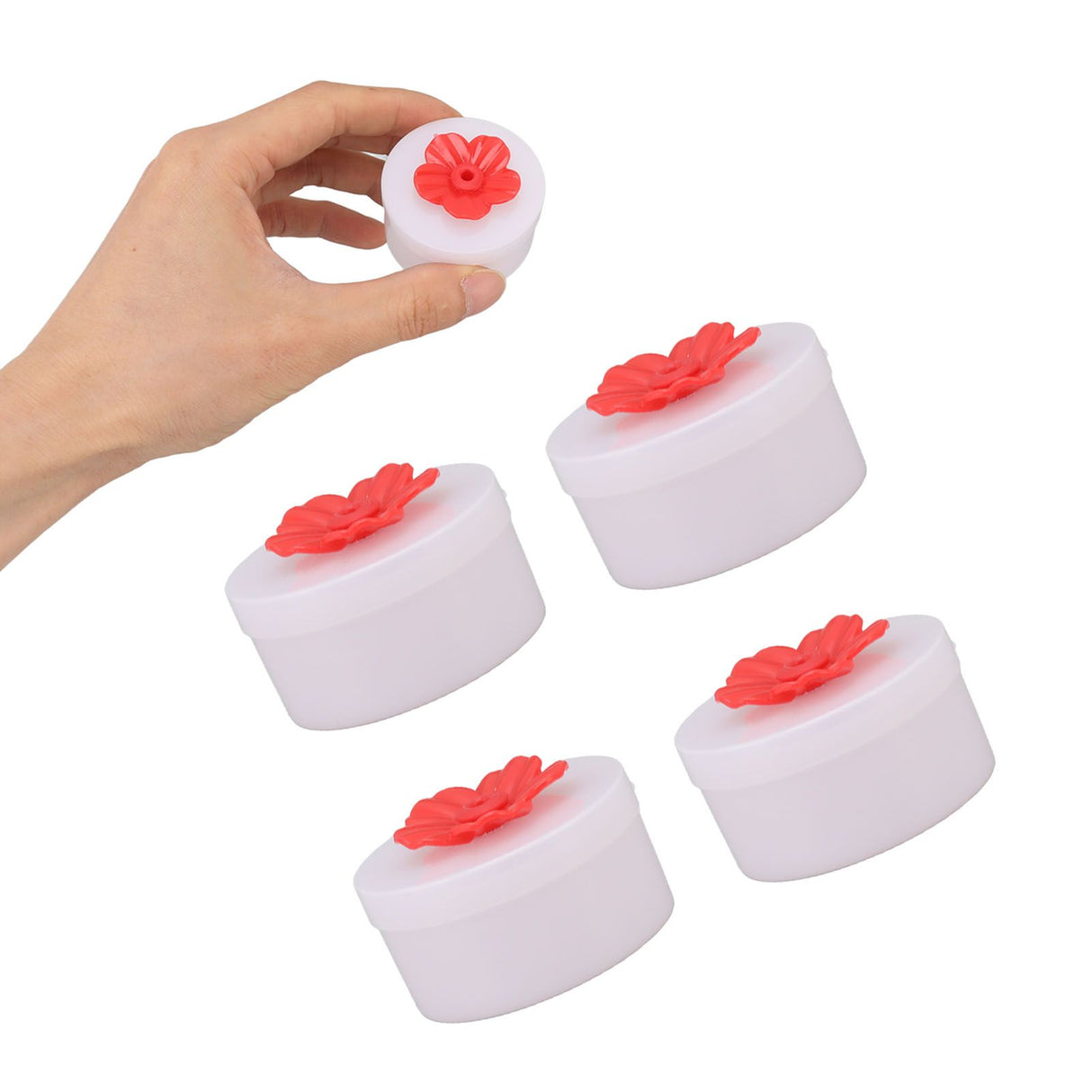 4pcs Hummingbird Feeder Flower Shaped Handheld Bird Feeder Wild Bird Feeding Tool for Outdoor Garden Yard Red