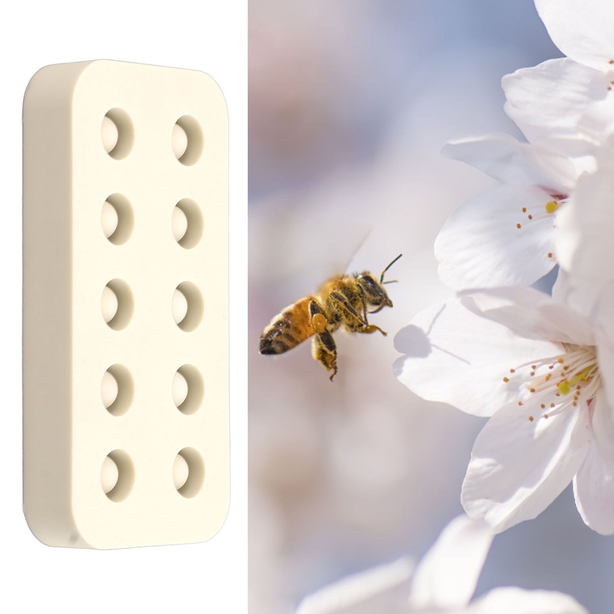 Wax Queen Grafting Cups Silicone Mold Beekeeping Beeswax Queen Cell Cups Making Mold 2 Rows 96x48x14mm