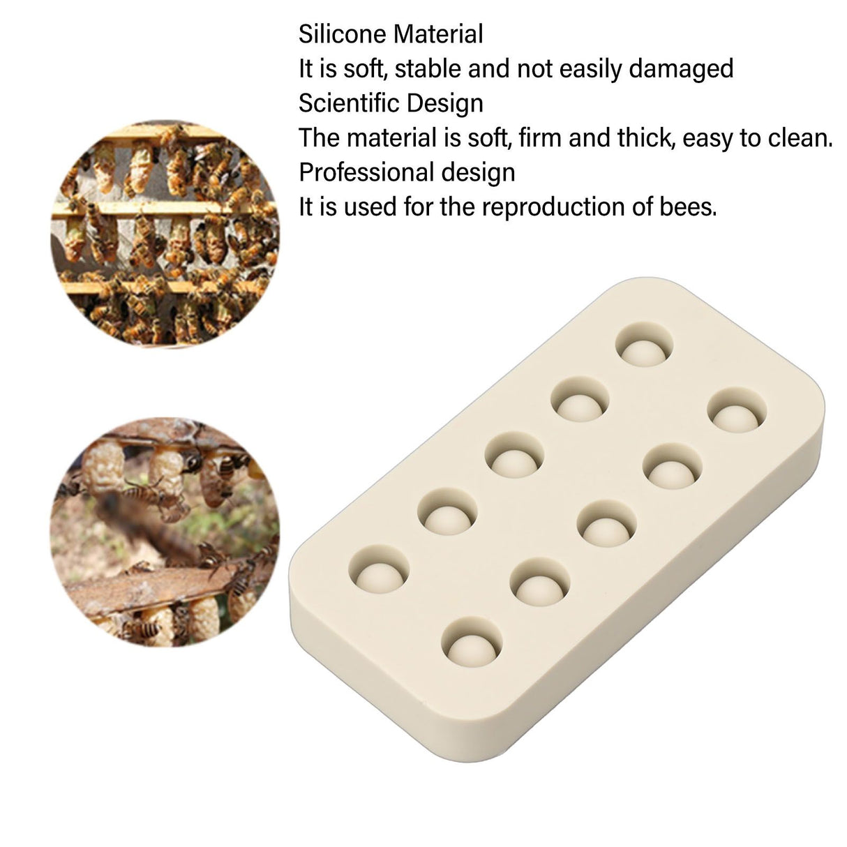 Wax Queen Grafting Cups Silicone Mold Beekeeping Beeswax Queen Cell Cups Making Mold 2 Rows 96x48x14mm
