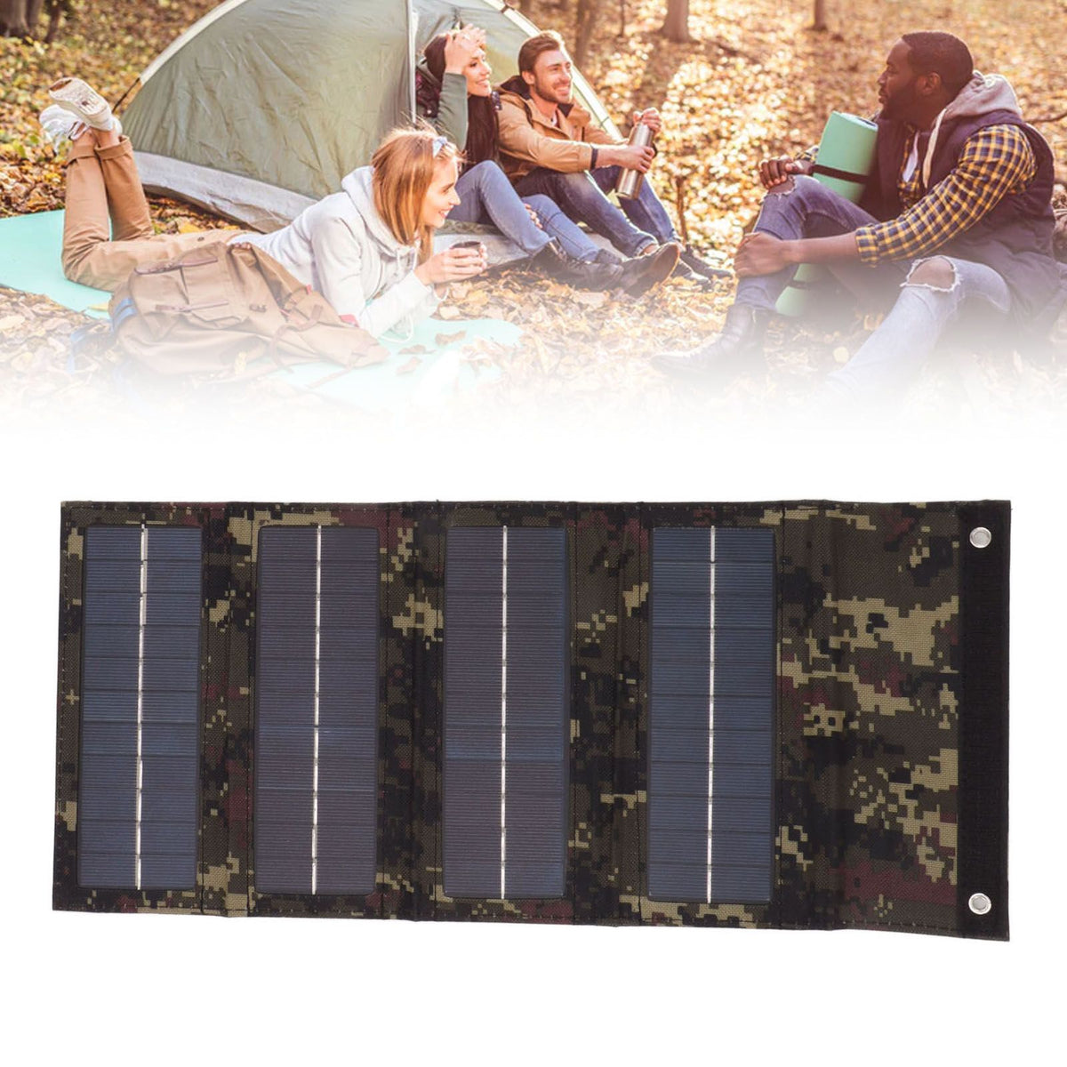 40W 4 Fold Solar Panel Charging Bag Folding Bag Foldable Monocrystalline Solar Panel Charger for Outdoor Camping Hiking Emergency Charging Camouflage