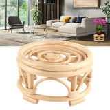 Rattan Indoor Plant Stand Round Shape Natural Plant Rack Handmade Rattan Planter Stand for Home Garden Yard Small