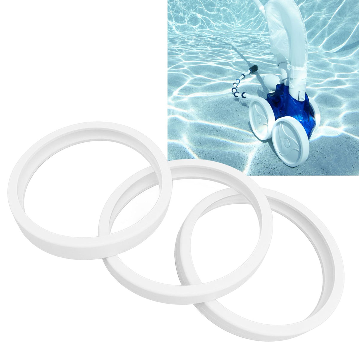 3PCS Pool Cleaner Tire C10 Pool Cleaner Rubber Tire Replacement for 180 280 360 380 White