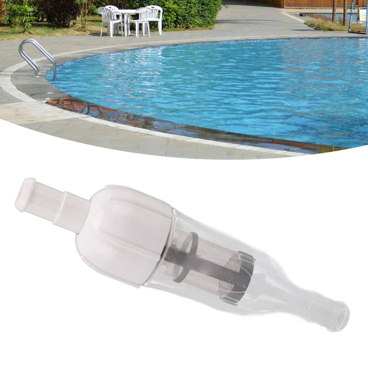 48 080 In Line Filter Assembly with D15 Pool Cleaner Hose Nut Pool Cleaner Replacement Parts