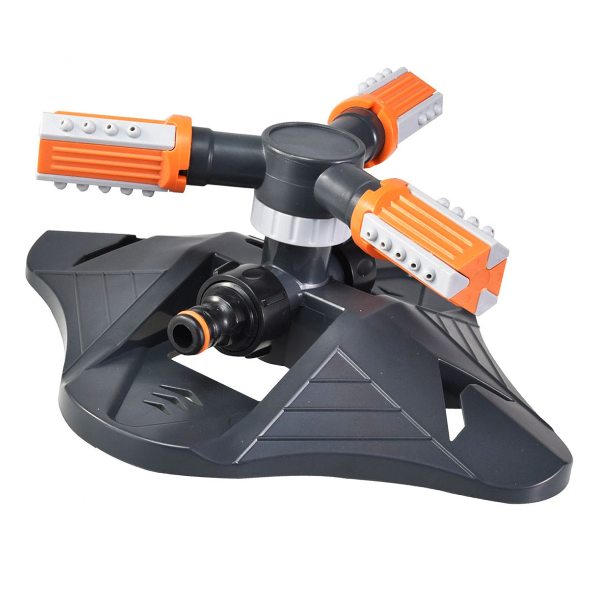Lawn Sprinkler 3 Arm Nozzles 360° Auto Rotating Irrigation Water Sprinkler for Yard Garden Orange