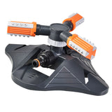 Lawn Sprinkler 3 Arm Nozzles 360° Auto Rotating Irrigation Water Sprinkler for Yard Garden Orange - Side View