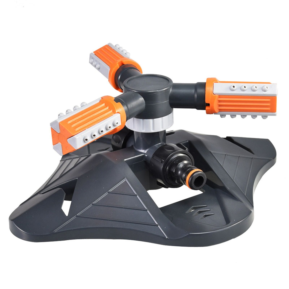 Lawn Sprinkler 3 Arm Nozzles 360° Auto Rotating Irrigation Water Sprinkler for Yard Garden Orange
