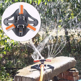 Lawn Sprinkler 3 Arm Nozzles 360° Auto Rotating Irrigation Water Sprinkler for Yard Garden Orange