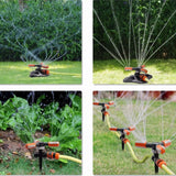 Lawn Sprinkler 3 Arm Nozzles 360° Auto Rotating Irrigation Water Sprinkler for Yard Garden Orange