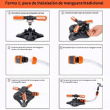 Lawn Sprinkler 3 Arm Nozzles 360° Auto Rotating Irrigation Water Sprinkler for Yard Garden Orange