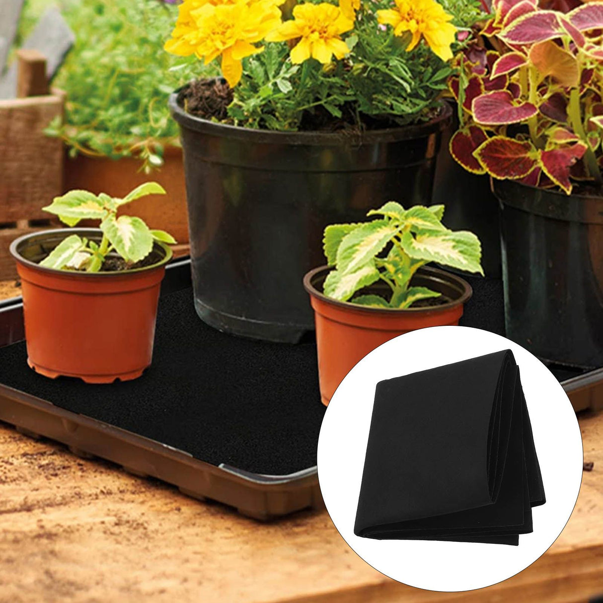 Plant Watering Mat Automatic Self Watering Mat Felt Capillary Mat Black for Garden Patio
