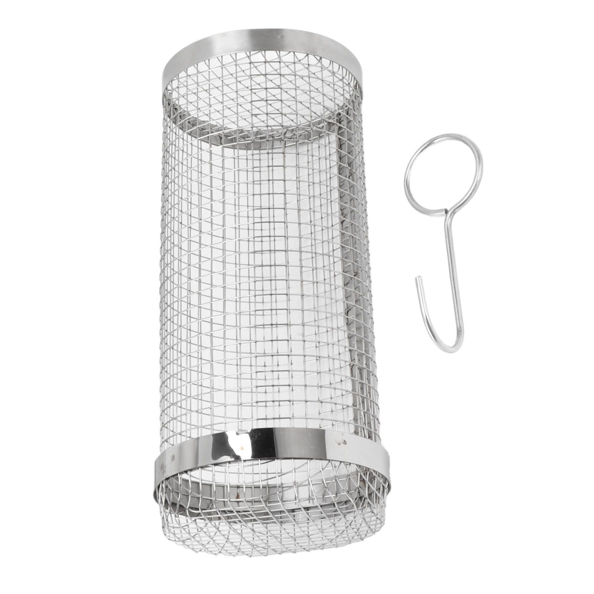 Barbecue Grilling Basket Stainless Steel Heat Resistant Rust Prevention BBQ Grill Cage with Hook for Camping Party 30cm/11.8in
