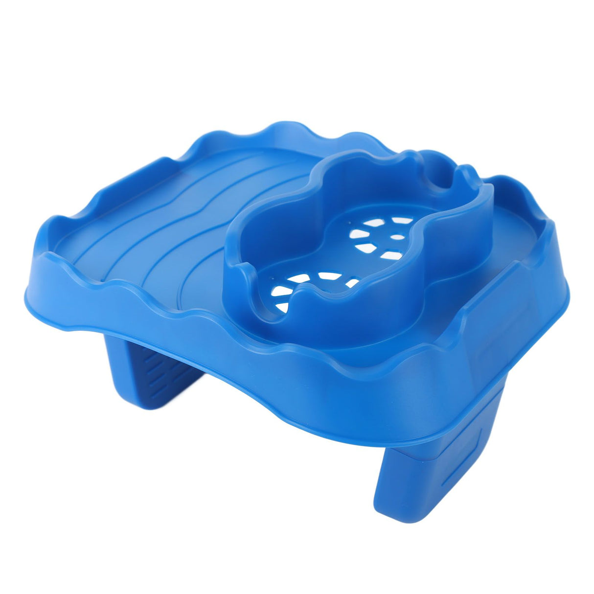Hot Tub Table Tray with Drain Holes Anti Slip Adjustable Hot Tub Side Table for Swimming Pools SPA Bathtub Blue