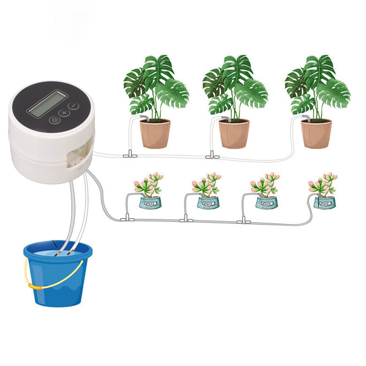 Black Timer Indoor Automatic Watering Device System Automatic Irrigation Waterer for Potted Plants Yard Garden 15m 20 Pots