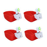 4 Set Automatic Poultry Fount Plastic Waterer Bowl with Hose Attachment for Game Bird Universal Red