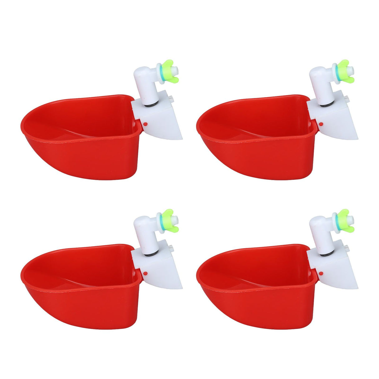 4 Set Automatic Poultry Fount Plastic Waterer Bowl with Hose Attachment for Game Bird Universal Red