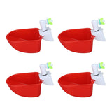 4 Set Automatic Poultry Fount Plastic Waterer Bowl with Hose Attachment for Game Bird Universal Red