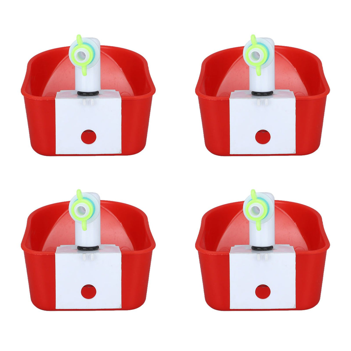 4 Set Automatic Poultry Fount Plastic Waterer Bowl with Hose Attachment for Game Bird Universal Red