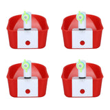4 Set Automatic Poultry Fount Plastic Waterer Bowl with Hose Attachment for Game Bird Universal Red - 45-Degree Angle
