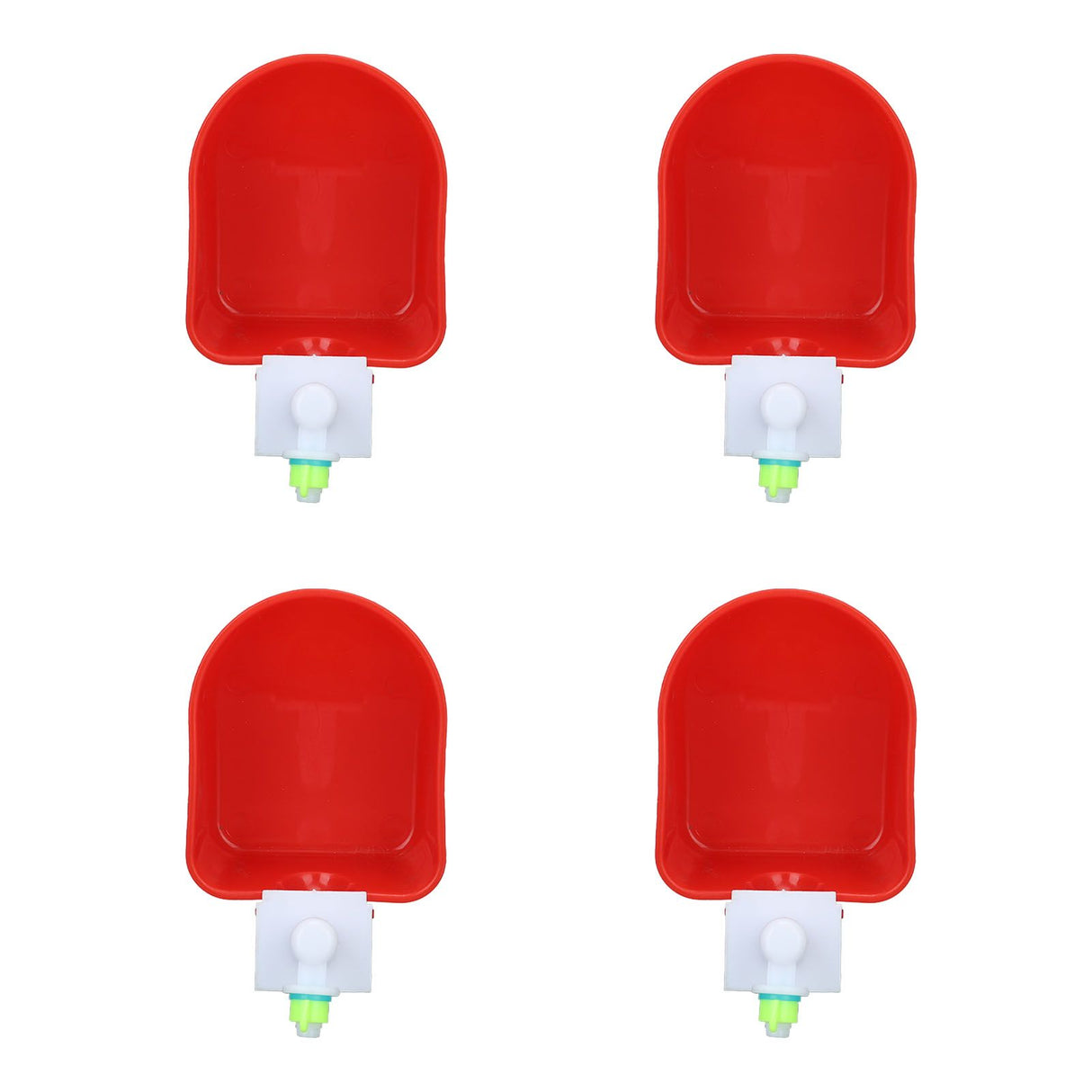 4 Set Automatic Poultry Fount Plastic Waterer Bowl with Hose Attachment for Game Bird Universal Red
