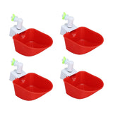 4 Set Automatic Poultry Fount Plastic Waterer Bowl with Hose Attachment for Game Bird Universal Red - Extra Image