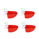 4 Set Automatic Poultry Fount Plastic Waterer Bowl with Hose Attachment for Game Bird Universal Red