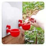 4 Set Automatic Poultry Fount Plastic Waterer Bowl with Hose Attachment for Game Bird Universal Red