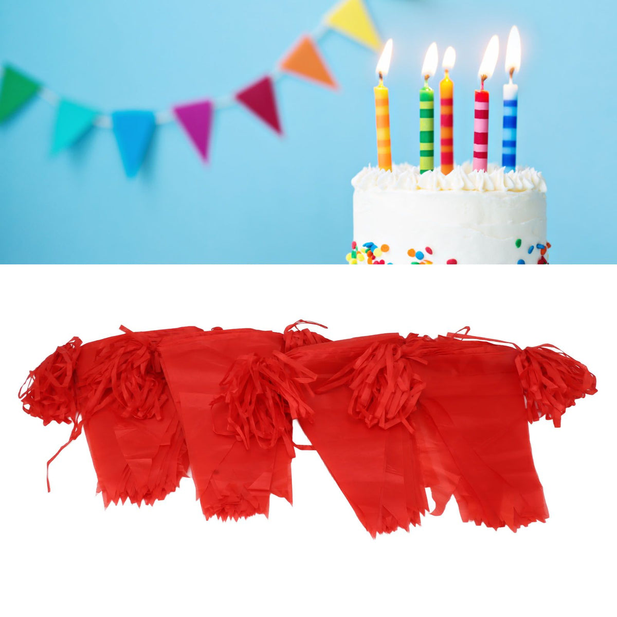 2 Bag Party Banner Triangle Shape Anti Fade Decorative Pennants Flag for Party Decoration 200m Red Rope Red Flag 2 Bag