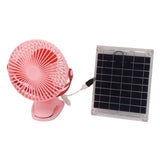 10W Monocrystalline Silicon Solar Ventilator Brushless Double Sided Rotation Solar Panel Powered Portable Cooling Fan for RV Travel Pet Pink - Front View