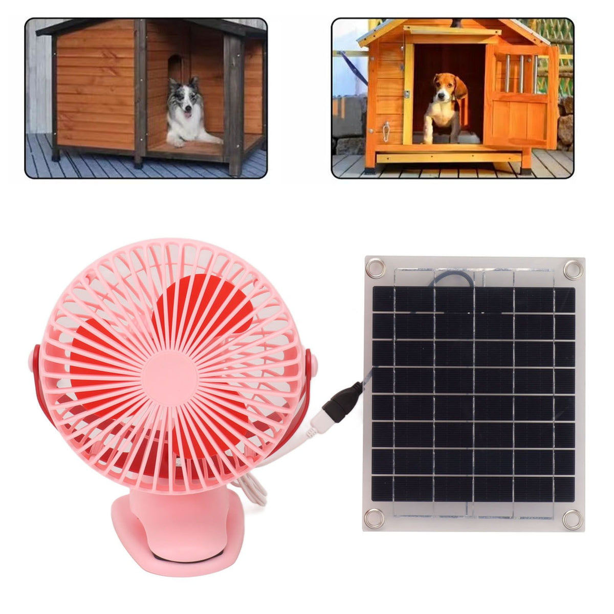 10W Monocrystalline Silicon Solar Ventilator Brushless Double Sided Rotation Solar Panel Powered Portable Cooling Fan for RV Travel Pet Pink