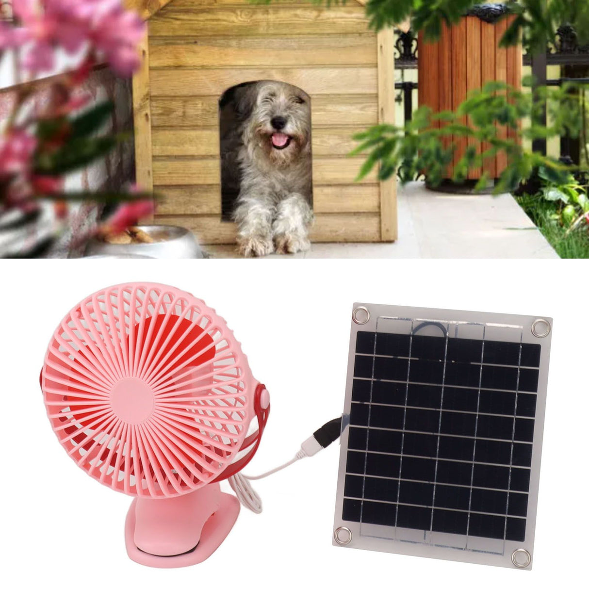 10W Monocrystalline Silicon Solar Ventilator Brushless Double Sided Rotation Solar Panel Powered Portable Cooling Fan for RV Travel Pet Pink