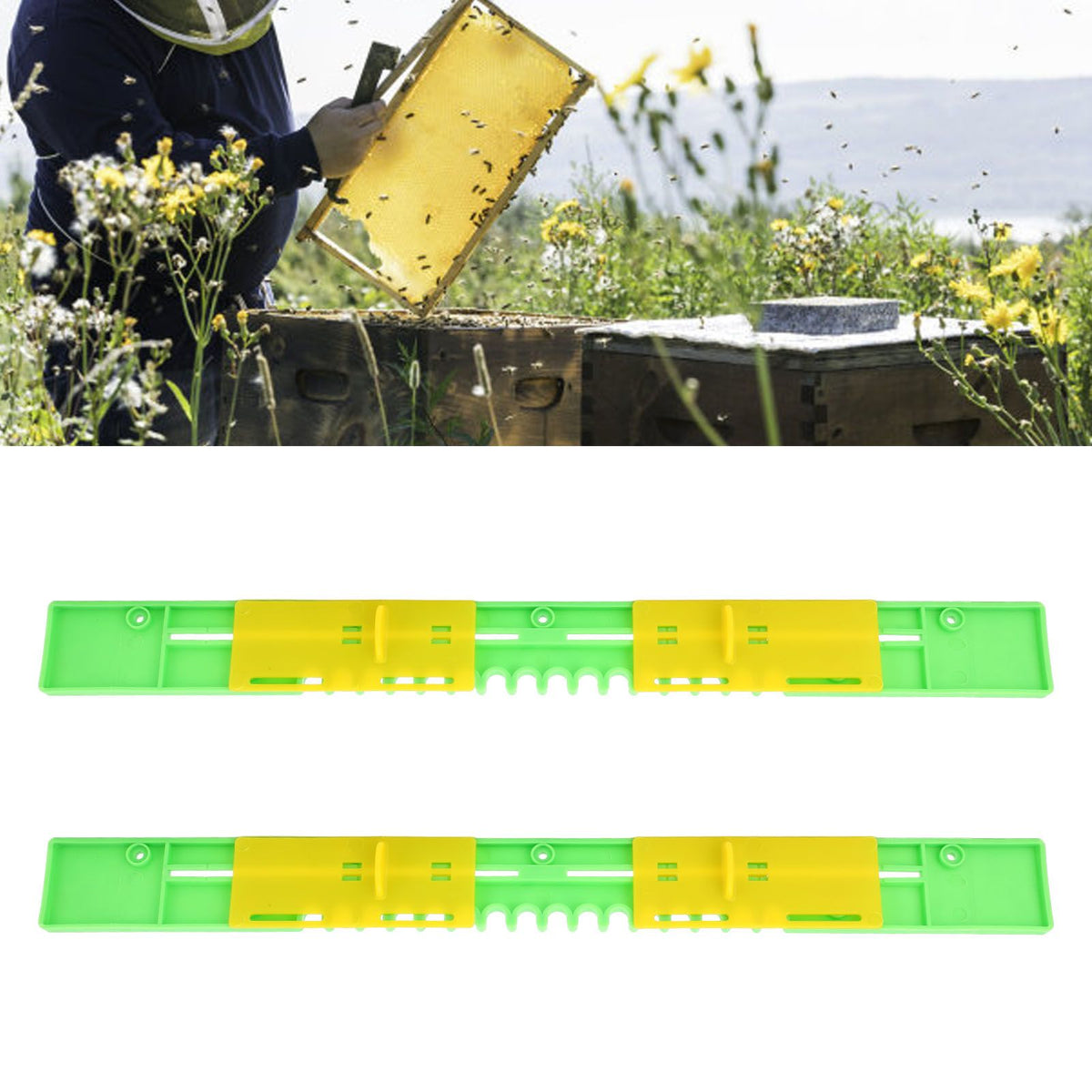 2PCS Bee Door Sliding Guards Beehive Entrance Reducer Beekeeping Gate Anti Escape Frame Vents 41cm / 16.1in