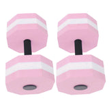 2Pcs High Density EVA Foam Dumbbell Set Aquatic Exercise Dumbbells for Men Women Indoor Swimming Pools Aerobic Fitness Rehabilitation Training Diamond Shaped Pink White Pink - Close-Up Angle