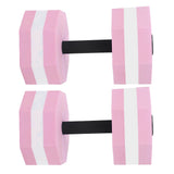 2Pcs High Density EVA Foam Dumbbell Set Aquatic Exercise Dumbbells for Men Women Indoor Swimming Pools Aerobic Fitness Rehabilitation Training Diamond Shaped Pink White Pink - Extra Image