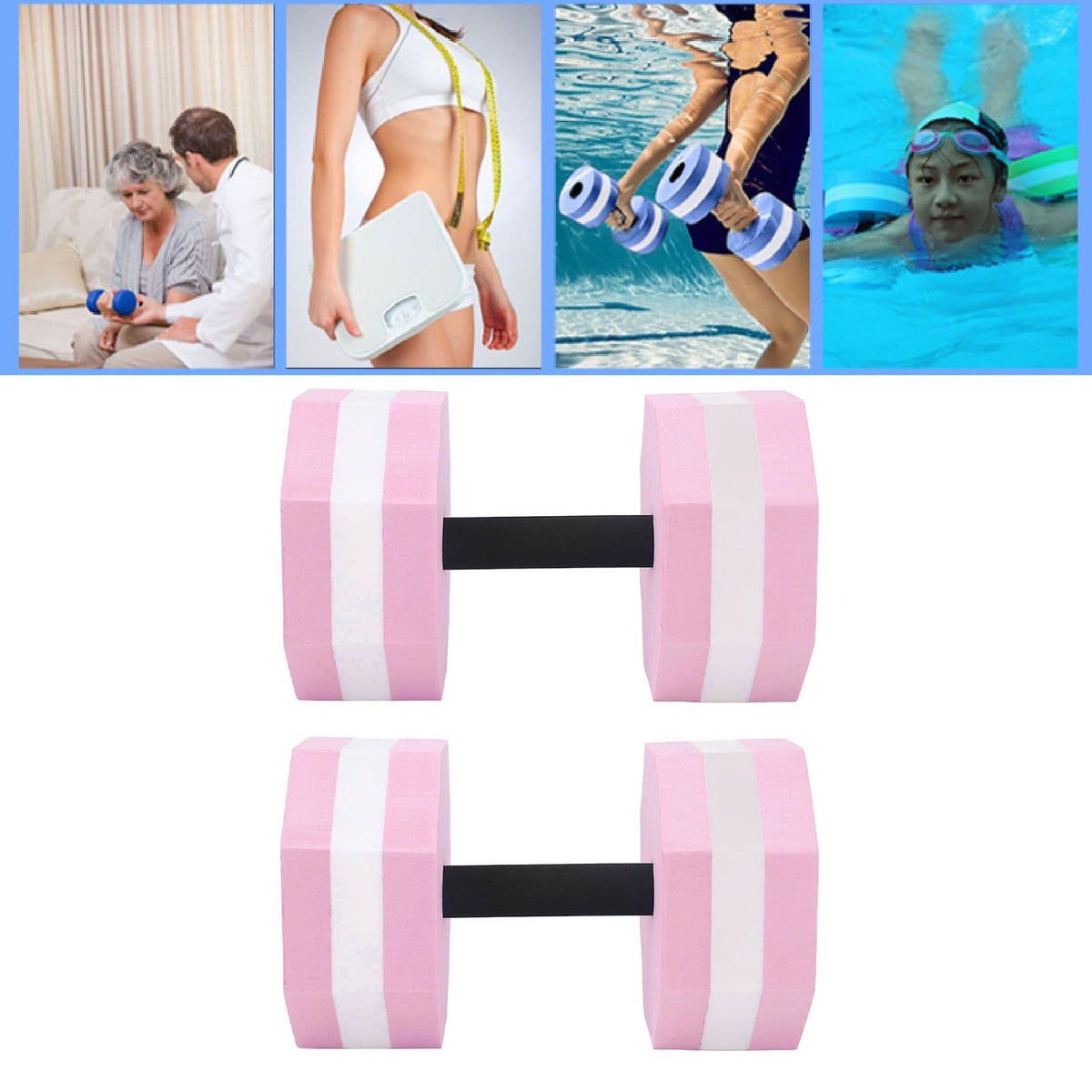 2Pcs High Density EVA Foam Dumbbell Set Aquatic Exercise Dumbbells for Men Women Indoor Swimming Pools Aerobic Fitness Rehabilitation Training Diamond Shaped Pink White Pink